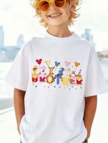 Disney Authorized Short Sleeved Parent-Child Printed T-Shirt, Graphic Tees, Cotton Graphic Tees,Funny Graphic Tees,Suitable For Family Travel And Vacation. Mother's Day T-Shirt, Suitable For Both Men And Women. Cotton T-Shirt, Comfortable And Breathable. - 男孩們 - 查看 2