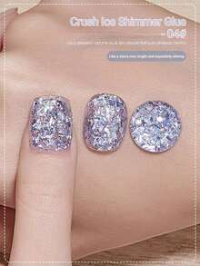 宝仕曼闪粉凝胶指甲油，LED UV 指甲凝胶闪光全息效果，可卸式，需固化，不掉屑凝胶指甲油闪亮家用 DIY 美甲沙龙 - 彩色 - 查看 10