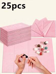 50/25/20/5pcs Set Disposable Pink Manicure Desk Mats: 3-Layer Waterproof, Foldable, Easy To Clean Desk Covers. This Comprehensive Set Includes Professional Desk Mats Suitable For Various Applications Such As Tattooing, Eyelash Extension, And More. - Multicolor - View 12