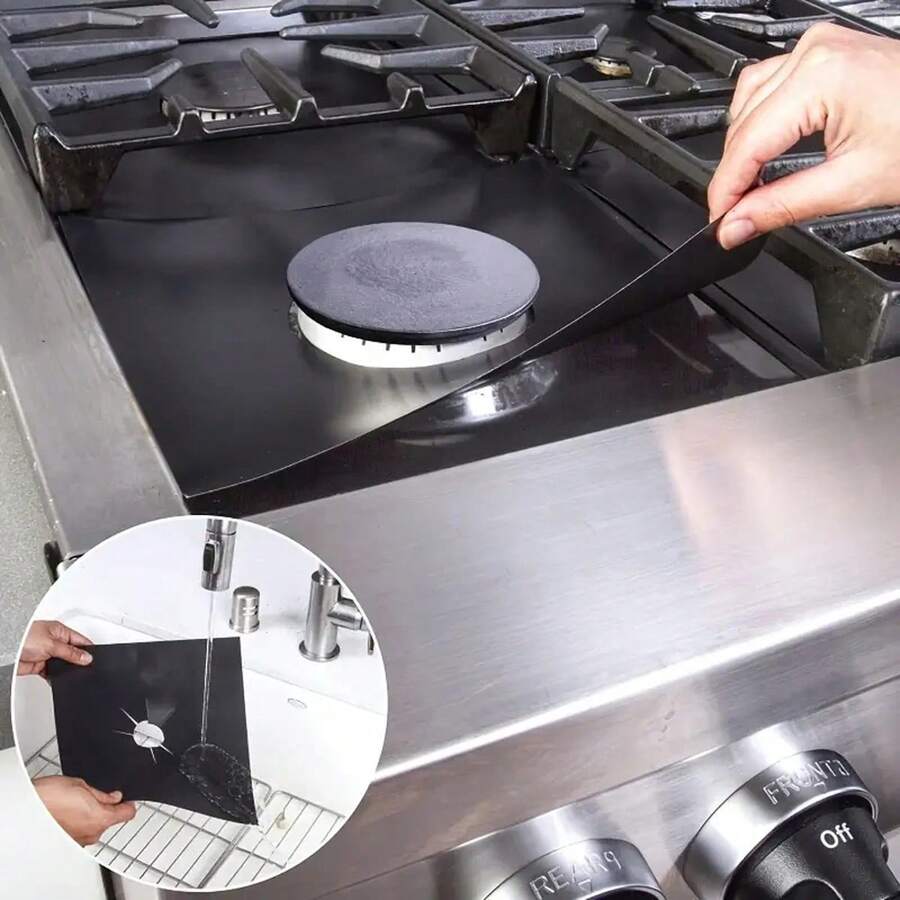 Bộ 2/4/5/8 tấm lót bếp ga tái sử dụng - Thảm lau chùi nhà bếp chất lượng cao, ngăn ngừa vết bẩn và dầu mỡ. - Xem 1