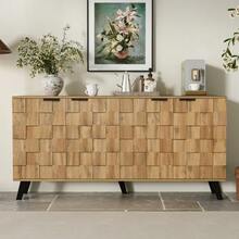 Modern 4-Door Sideboard, 160.5 X 35.5 X 78 Cm – Practical Design For Living Room, Bedroom And Dining Room. - Warna alami - View 12