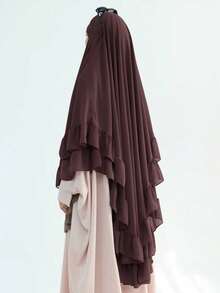 1 chiếc khăn trùm đầu ba lớp thanh lịch, ngọt ngào dành cho nữ, chất liệu chiffon nhẹ và thoáng khí, thích hợp cho việc cầu nguyện hoặc dùng trong đạo Hồi. - Nhiều màu - Xem 10