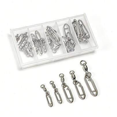  Bộ 22 móc xoay câu cá Avlcoaky kèm khóa gài, khóa gài câu cá bằng thép không gỉ, dụng cụ câu cá nước mặn và nước ngọt dùng cho câu cá mồi.