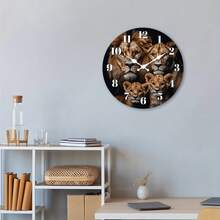 1Pc 2D Wooden Wall Clock,10Inch,Lion Family Portrait Animal Photo Style,Silent Clock,Living Room Bedroom Kitchen Office Decor,Christmas Birthday Gift,Birthday Gifts,Valentines Gift,Graduation,Mother Giftsr,Room Deocr,Wall Deoc,Home Essentials - Style/Multiple Colors/10in/25cm - View 11