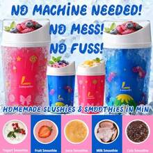 Slushie Maker Cup with LidsandSpoonDouble Layer Slushy Cups for Juice Milk Yogurt Ice Cream Make Single-Serving Smoothies DIY Cooling Frozen Magic Core Creates - Dinosaurio con fondo azul - Ver 2