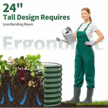 Kesfitt Raised Garden Bed, 4x2x1 FT Galvanized Steel Metal Raised Garden Bed, Oval Open-Bottom Design, 12-Inch Deep For Outdoor Vegetable & Herb Gardening, Forest Green - 森林綠 - 查看 7
