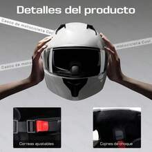 Casco De Motocicleta Con Visera Abatible Sport Dot - Blanco - Ver 7
