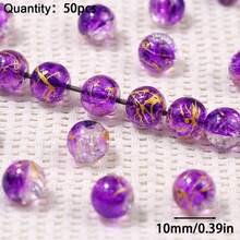 Hạt thủy tinh nứt có vân đẹp mắt, kích thước 8/10mm, nguyên liệu làm đồ trang sức thủ công DIY. - những hạt cườm đứt rời - Xem 28