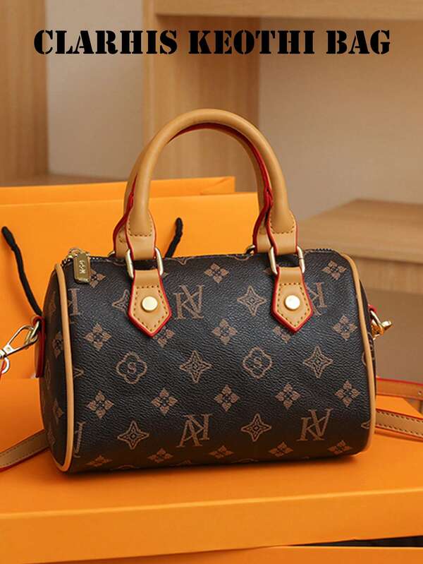 Borsa a mano minimalista e alla moda realizzata in tessuto PU con motivo raffinato, caratterizzata da doppie maniglie, pendente e dettagli in seta, che combina stile ed eleganza. Ideale per donne, studentesse universitarie, pendolari e varie occasioni, anche un regalo perfetto per amici e familiari.