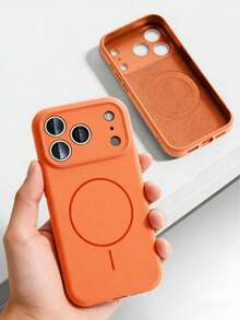 1 ốp lưng điện thoại silicon lỏng mờ tối giản có nam châm, tương thích với iPhone 17 Air 16 15 14 13 12 Pro Max Plus, hỗ trợ sạc không dây, ốp lưng silicon mềm bảo vệ điện thoại. - trái cam - Xem 5