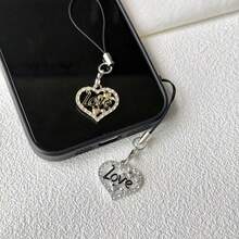 1/2 chiếc mặt dây chuyền hình trái tim sáng bóng, quà tặng tỏ tình chất lượng cao, phụ kiện điện thoại tối giản thanh lịch, thích hợp làm móc khóa, tai nghe, điện thoại thông minh. - Nhiều màu - Xem 4