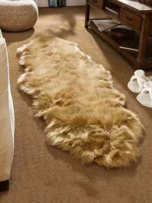 1pc Faux Wool Non-Slip Area Rug/Mat, Modern Minimalist Faux Wool Indoor Carpet, Soft Fluffy Small Rug, Woven Knitted Carpet, Suitable For Living Room, Bedroom, Game Room, Dorm, Sofa, Room Decor, Study And Entertainment Area - Easy To Clean, An Ideal Choice For Year-Round Indoor Home Decor. Can Be Used As A Luxurious Minimalist Living Room Rug, Bedroom Rug Or Bedside Rug. - Khaki - View 17