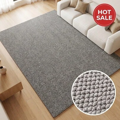 Thảm trải sàn giả sợi sisal – Màu xám, thiết kế trừu tượng hiện đại, chất liệu dệt mật độ cao, chống trơn trượt, thích hợp trang trí phòng khách, sân vườn, phòng ngủ và ban công | Thảm phòng tắm chống thấm nước và dễ vệ sinh.