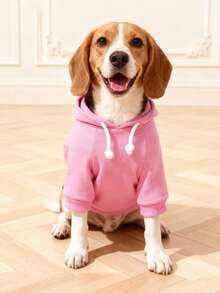 1 pieza Sudadera básica cómoda y cálida de color dopamina, adecuada para gatos y perros, para interiores y exteriores - Rosa - Ver 9
