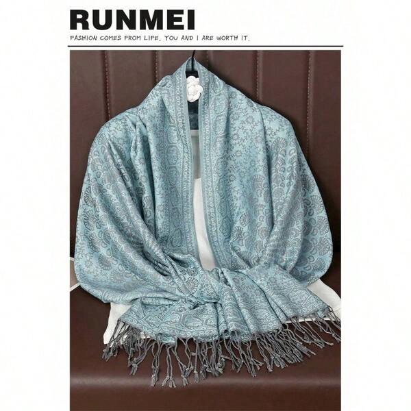 1pc Women Fashion Warm Paisley Pattern Print Scarf Classic Paisley Hijab And Shawl For Abaya