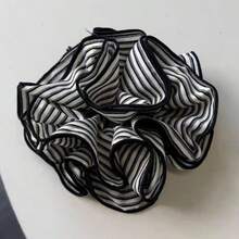 1个复古条纹布艺发圈，韩式发绳，马尾辫发圈 - 彩色 - 查看 4