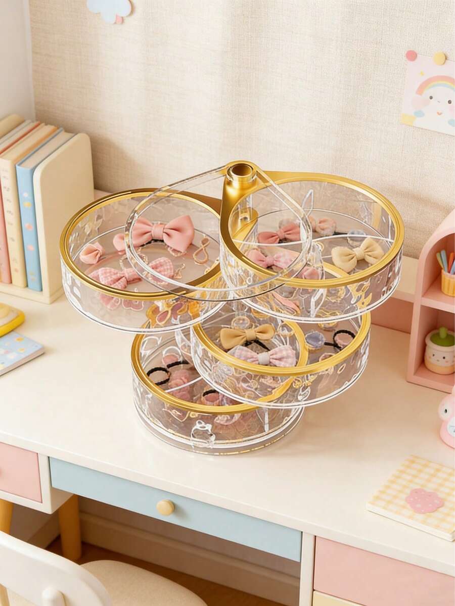 OBOVAY 1 pieza Caja de almacenamiento giratoria de múltiples capas para accesorios de cabello, adecuada para suministros para bebés, artículos esenciales para bebés, accesorios para el cabello, habitación infantil - Multicolor - Ver 1