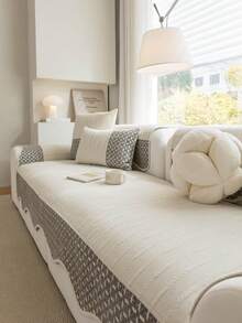 1pc Irregular Chenille Sofa Cushion Cover, Minimalist Sofa Slipcover, All-Season Universal Sofa Blanket, Non-Slip Anti-Dust Fixed Sofa Cover, Wrinkle-Resistant, Breathable, Soft-Textured, Sofa Protection, Machine Washable, Non-Deformable, Fade-Resistant, Durable, Anti-Pet Scratch, Anti-Stain, Sofa Makeover, Sofa Decor, Enhance Ambiance, Fits 1-4 Seater, L-Shaped Sofa - Grey - View 5