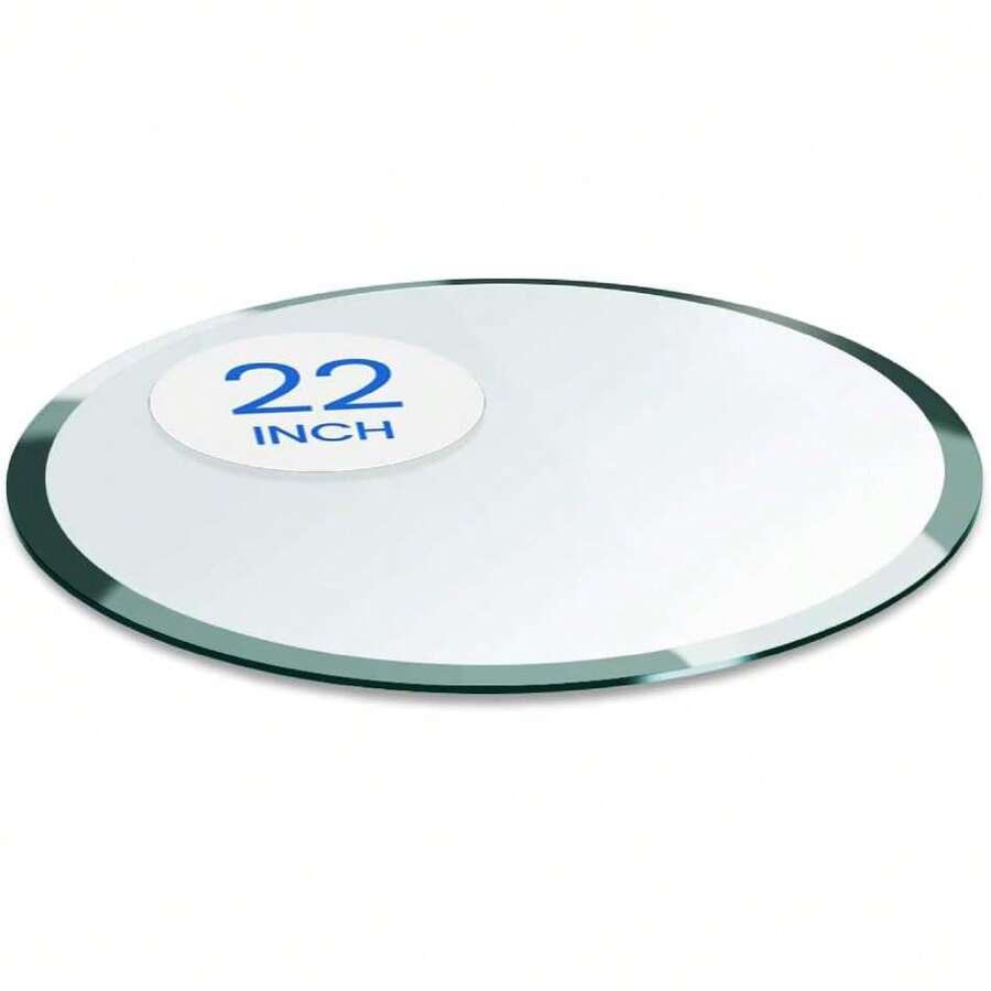 22 Inch Round Glass Table Top - Tempered - 1/2" Thick Glass Surface,  Beveled Edge, Multipurpose For Dining Table, Patio, Coffee And End Table,44535626 - Blue and White - View 1