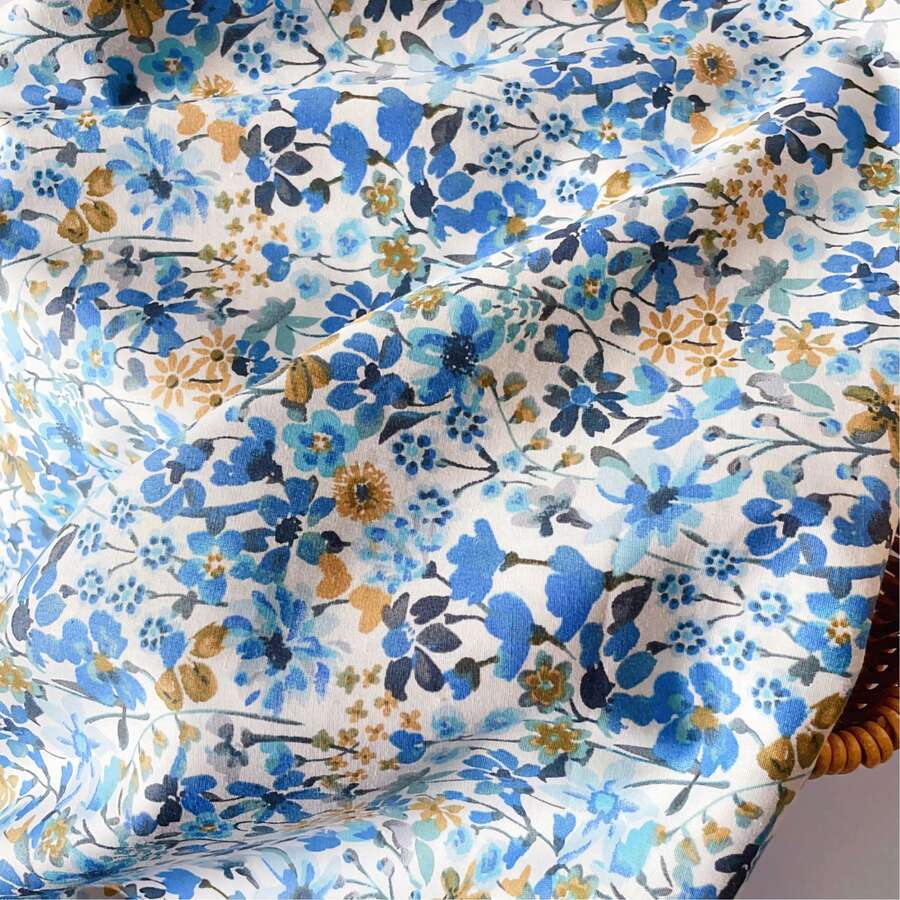 50/100/200/300*145cm Tela de satén de algodón de alta calidad con estampado floral delicado y suave, adecuada para ropa de moda DIY y diseño de manualidades en todas las estaciones