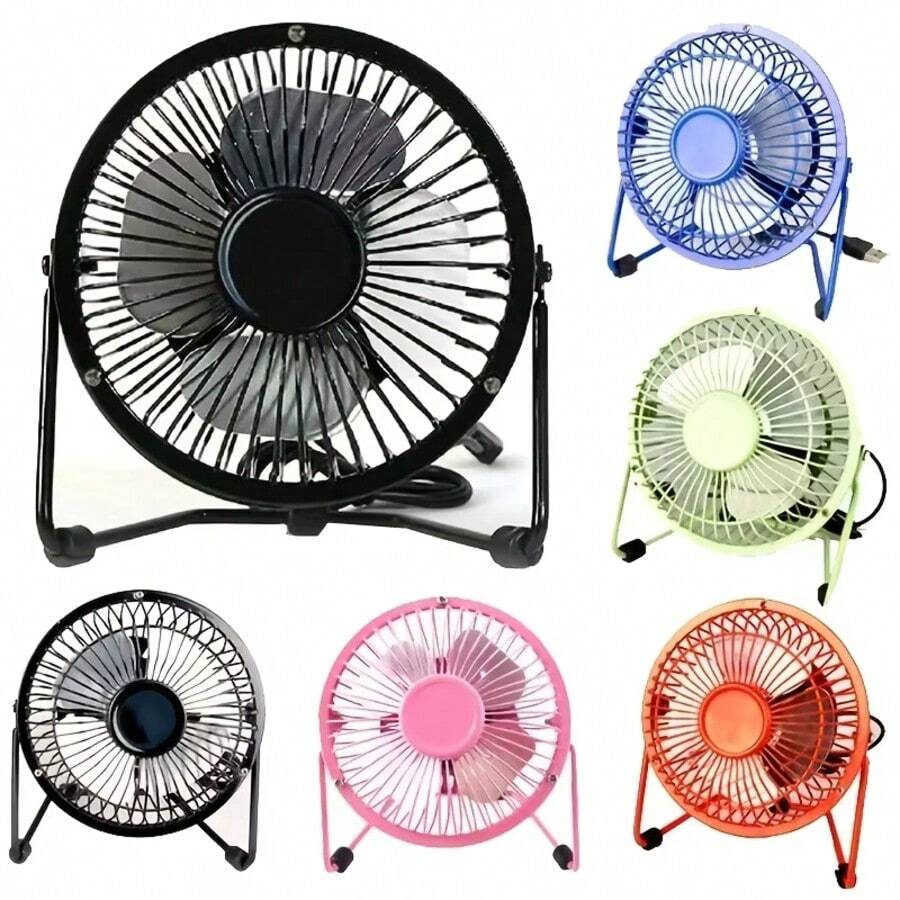 Miniventilador silencioso USB de 4 pulgadas, ventilador de escritorio giratorio de 360 grados, refrigeración de verano, portátil, Notebook - Negro - Ver 1