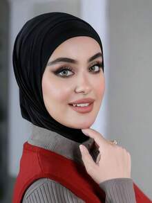 1pc Hijab Cap, Women's Middle Eastern Arabic Dubai Turkish Muslim Solid Color Classic Minimalist Casual Elegant Humble Modal Silk Soft Breathable Comfortable Long Brim 2-In-1 Scarf Turban Hijab Cap, Suitable For Daily Life, Festivals, Gatherings, Worship - Multicolor - View 18