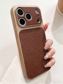 Ốp điện thoại thời trang tối giản họa tiết vải thiều, chống sốc, chống trượt, bền bỉ cho iPhone 17 Pro Max, 17 Pro, 16 Pro Max, 15, 14 Pro, 13, 12 Pro, 17, có bảo vệ camera, bề mặt mềm mờ chống rơi vỡ. - Nâu sẫm - Xem 5