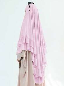 1 chiếc khăn trùm đầu ba lớp thanh lịch, ngọt ngào dành cho nữ, chất liệu chiffon nhẹ và thoáng khí, thích hợp cho việc cầu nguyện hoặc dùng trong đạo Hồi. - Nhiều màu - Xem 4