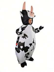 1件定制充气奶牛吉祥物服装，卡通广告道具套装，带气泵（不含电池） - 圖片色 - 查看 4