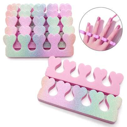 10/30/50pcs Toe Separators, Colorful Toe Dividers, Finger Separator, EVA Manicure Art Accessories Pedicure Heart-Shaped Separator, For Nail Polish, Toe And Finger Relaxation And Grip, Glitter Toe Separator
