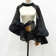Khăn choàng cô dâu mới, làm từ vải organza, khăn quàng cổ một lớp, tay áo che nắng, phụ kiện cưới cho cô dâu. - Nhiều màu - Xem 3