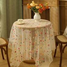 Pastoral Style Embroidered Floral Lace Tablecloth, Decorative For Bedroom, Dining Room, Dining Table - Floral Lace Tablecloth - View 8