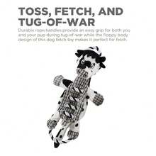 Outward Hound Ropiez Rope Interactive Dog Tug Toy For Tugging Squeaky Fun, 20.5 Inch Cow, Blue, Medium - Bò Xanh 20 inch - Xem 7