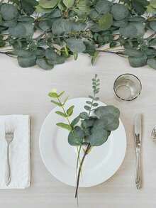 15/30pcs Mixed Artificial Eucalyptus Leaves & Branches, Bulk Silver Dollar Eucalyptus Greenery, Artificial Eucalyptus Plant Stems Wedding Centerpieces, Floral Decor, Gifts, Graduation - Green - View 7