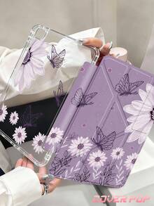 Ốp lưng máy tính bảng họa tiết hoa và bướm tím, tương thích với iPad Air 11 inch M3 2025 / M2 2024, Air thế hệ thứ 5 2022, (A16) 11 inch thế hệ thứ 11 2025, tương thích với Samsung Galaxy Tab, Kindle Paperwhite thế hệ thứ 12 2024, mặt lưng trong suốt, ốp bảo vệ họa tiết thời trang, chức năng tự động tắt/mở màn hình, bảo vệ bằng túi khí, thích hợp làm quà tặng và sử dụng trong văn phòng. - Nhiều màu - Xem 1