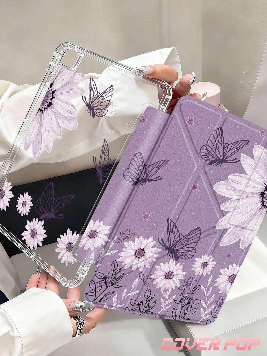 Ốp lưng máy tính bảng họa tiết hoa và bướm tím, tương thích với iPad Air 11 inch M3 2025 / M2 2024, Air thế hệ thứ 5 2022, (A16) 11 inch thế hệ thứ 11 2025, tương thích với Samsung Galaxy Tab, Kindle Paperwhite thế hệ thứ 12 2024, mặt lưng trong suốt, ốp bảo vệ họa tiết thời trang, chức năng tự động tắt/mở màn hình, bảo vệ bằng túi khí, thích hợp làm quà tặng và sử dụng trong văn phòng. - Nhiều màu - Xem 1