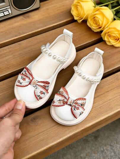1 Pair New Girls/Toddlers Fashion Flat Shoes With Cute Bow, Children Soft Bottom Casual Shoes Suitable For Daily Wear And Casual Outfits, Lightweight, Comfortable, Non-Slip Design