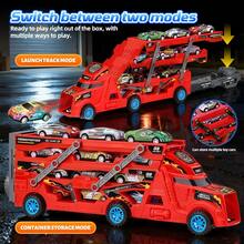 UINLE Baby 2-In-1 Children's Launch And Storage Truck Toy Set, Comes With 8 Alloy Cars, Launch Track And Multi-Layer Storage Dual Modes, Portable Design Supports Play In Multiple Scenarios, Supports Multi-Player Racing Competition, Children's Racing Toy Set, Birthday Gift For Boys And Girls, Holiday Gift, Party Gift, Back-To-School Gift - Multicolor - View 2