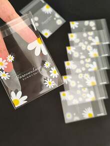 200pcs Daisy Flower Bags, Self-Adhesive Semi-Transparent Daisy Flower Bags, DIY Gift Card Decoration Bags, "Sunny" Printed OPP Bags, Suitable For Parties, Birthdays, Weddings And Gift Packaging, Also Suitable For Jewelry Packaging, Valentine's Day Gifts, Spring Gifts And New Year Gift Packaging - A - View 6