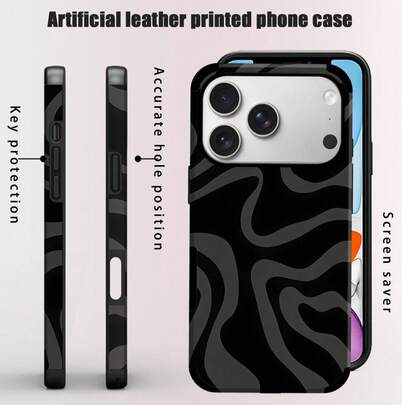 1pc Asymmetric Abstract Striped Pattern Phone Case, Colorful Fashionable Niche Minimalist Elements, Super Fiber Leather Anti-Fall Anti-Shock With Rotary Sound Design, Soft Shell Compatible With IPhone/ Galaxy S24 Ultra, 17 Pro Max/16 Pro Max/12 Pro/13/14 Plus/15 Pro Max/16 Pro Max/11/13 Pro Phone Protective Cover