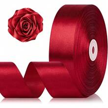 Luxury High-Quality Satin Ribbon, Solid Color Fabric Ribbon Roll, 1-1/2 Inch, 25 Yards, Suitable For Handicrafts, Baking, Gift Wrapping, Handmade Jewelry, Hair Accessories, Wedding Decorations, Sewing, Invitations, Bouquets And Christmas Decorations. - Wine Red - 查看 4