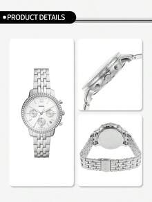 Đồng hồ nữ Fossil mặt tròn mạ bạc đính pha lê, thiết kế nhẹ nhàng sang trọng, cảm giác cao cấp tinh tế, chức năng hiển thị ngày ba kim, dây đeo thép không gỉ thời trang, phù hợp cho đi làm, họp mặt, hẹn hò và các dịp khác. - Bạc - Xem 7