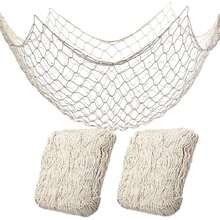 1/2pcs Mediterranean Style Decorative Fishing Net, Pirate Theme Polyester & Linen Fishing Net, Creative Photo Backdrop Wall Hanging, No Electricity Required Wall Decor, Suitable For Birthday, Wedding, Christmas, Ocean Party Decoration, Entrance Hall Hanging Ornament, Photography Prop, Room Decoration, Bar Decor - Decorative Fishing Nets - View 4