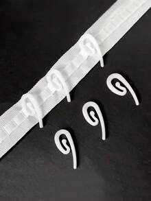 30pcs White Plastic Curtain Hooks, Size 0.47*1.14 Inches, Suitable For Lace, Transparent And Lightweight Curtain Fabrics, Classic Design, Essential DIY Curtain Accessory - View 4