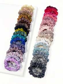 3pcs/Set Minimalist Chic Solid Color & Leopard Floral Hair Scrunchies, Versatile Ponytail Holder Hair Accessories, Multi-Color Fashion Headwear For Women Holiday Accessories Hair Elastics Hair Rubber Bands Hair Rope,Festival,Party - Multicolor - View 3