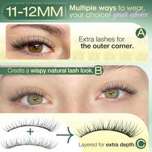 Natural Lash Clusters 11-12MM Eyelash Clusters Clear Band Individual Lashes Short Wispy Cluster Lashes C Curly Cluster Eyelash Extensions For Everyday Makeup By - B-自然短款 11-12毫米 - 查看 2