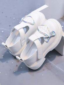 1 Par de Sapatos Rasteiros Infantis com Estampa Floral, Bico Baixo, Estilo Princesa, Sola Macia e Antiderrapante, Versáteis e Casuais para Todas as Estações - Bege - Ver 4