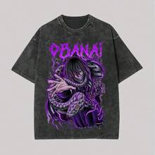 Unisex Washed T-Shirt With  Print - 黑色 - 查看 5