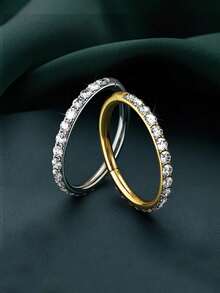 1pc Premium Stainless Steel Nose Ring Earring With Zirconia Stone, Closed Round Design, Seamless Bevel Setting, Suitable For Daily Wear By Men And Women - Silver - View 11