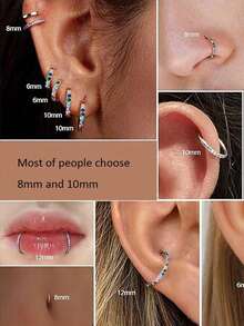 1pc Premium Stainless Steel Nose Ring Earring With Zirconia Stone, Closed Round Design, Seamless Bevel Setting, Suitable For Daily Wear By Men And Women - Silver - View 6